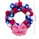 thumbnail image 2 of Corona patriótica para la puerta de entrada | Ovillo de lana rojo, blanco, azul hecho a mano | 4 de julio Día de la Independencia de los Veteranos | Decoración interior y exterior | 30cm de diámetro, 2 of 8