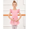 thumbnail image 4 of Arshiner Girls Ruffle Sleeve Ballet Dance Dress Tutu Skirted Leotard | with Two Layers Sequins Asymmetrical Tulle Skirt, Soft High Stretchy Fabric, 4 of 5