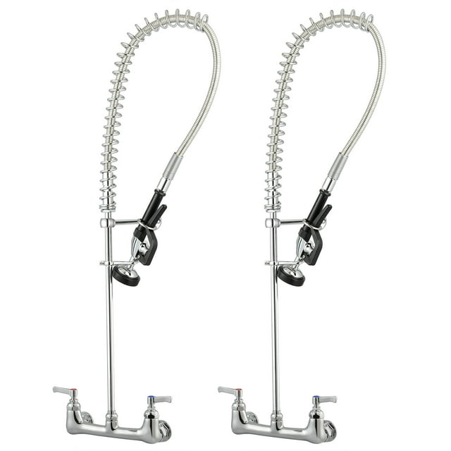 Aquaterior Lot de 2 Pulvérisateurs Muraux 41 Pouces pour Cuisine Commerciale Pré-Rinçage Robinet Pivotant Rétractable pour Évier 2/3 Compartiments