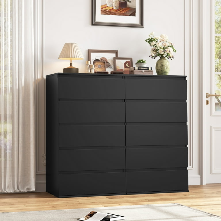 Homfa 5 Drawer Tall Dresser, Modern Wood Storage Cabinet for Bedroom and  Living Room, Black - Walmart.com