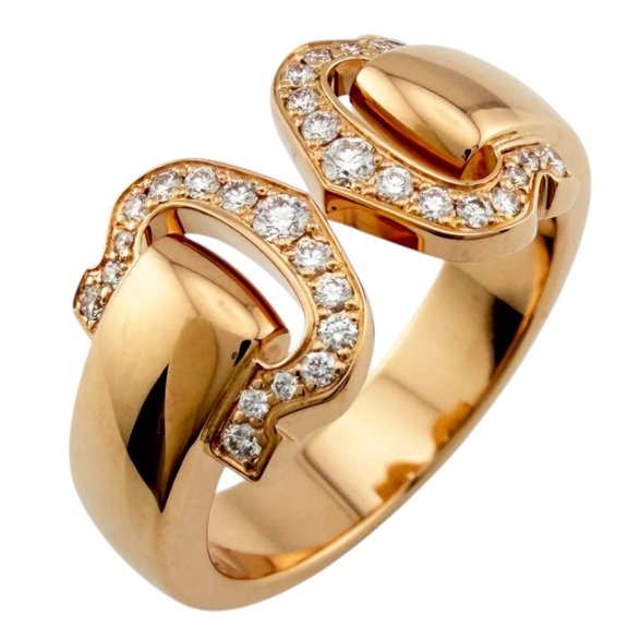 Pre-Owned Cartier 2C Boucle Ring, 18K Pink Gold, Diamond, Women's CARTIER