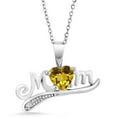thumbnail image 3 of Gem Stone King 925 Sterling Silver `Mom` 1.39Ct Heart Shape Yellow Citrine Pendant and Earrings Jewelry Set, 3 of 5