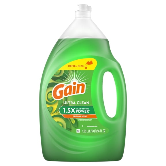 Gain Ultra Dishwashing Liquid, Original Scent, 56 fl oz, Powerful Grease Cleaner
