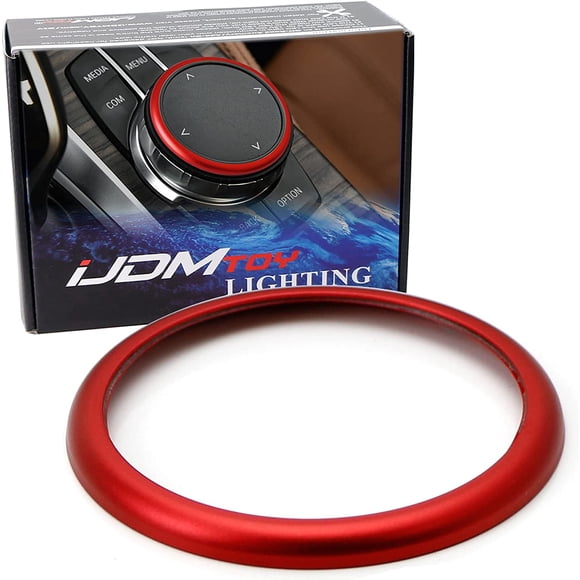 iJDMTOY 1pc Red Aluminum Ring Compatible With BMW 1 2 3 4 5 6 7 Series X3 X4 X5 X6 Center Console iDrive Multimedia