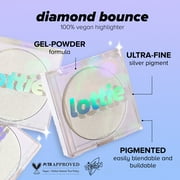 Lottie London Diamond Bounce Highlighter in Frosted Silver, Ultra-Fine Gel-Powder Highlight, 0.28 oz