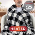 thumbnail image 3 of Sunbeam Heated Electric Microplush Faux Shearling Throw Blanket, Black Buffalo Plaid, 4 Heat Settings, 50 x 70 in, 3 of 12