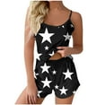 thumbnail image 1 of Sexy Pijama Conjunto para las Mujeres Gradiente Eslinga sin Mangas Tanque Empalme Pantalones Cortos Casual Pijamas Conjunto, Poliéster, 1 of 5
