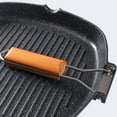 YiaNXan Nonstick Grill Skillet Foldable Wooden Handle Steak Skillet