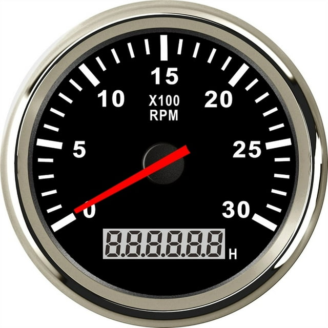 Universal Tachometer 85mm Car Boat Tacho Sensor Marine with Hourmeter 3000 4000 6000 8000 RPM Tachometer 12V/24V Red Backlight ,Wide Applicability