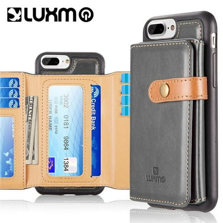 Heritage Case - Dream Wireless CSIP8L-HERT-GY The Heritage Leather Case with Attached Tri-Fold Wallet for iPhone 6 Plus, 7 & 8 - Grey