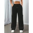 thumbnail image 4 of Womens Cargo Sweatpants Baggy Fleece High Waisted Joggers Sweat Pants Athletic Pants Black S, 4 of 8