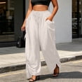 thumbnail image 6 of SAWOBUUN Womens Harem Pants Palazzo Pants Wide Leg Lounge Pants Drawstring Loose Fit Casual Trousers, 6 of 6