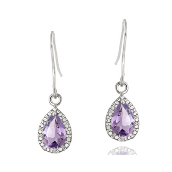 Sterling Silver 2.5ct Amethyst Earrings - Purple
