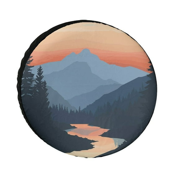 Spare Tire Cover Mountain Adventure Wheel Protectors Weatherproof Wheel Covers Camp with Mountain Tire Cover for Camper Truck Travel Trailer 12 Inch