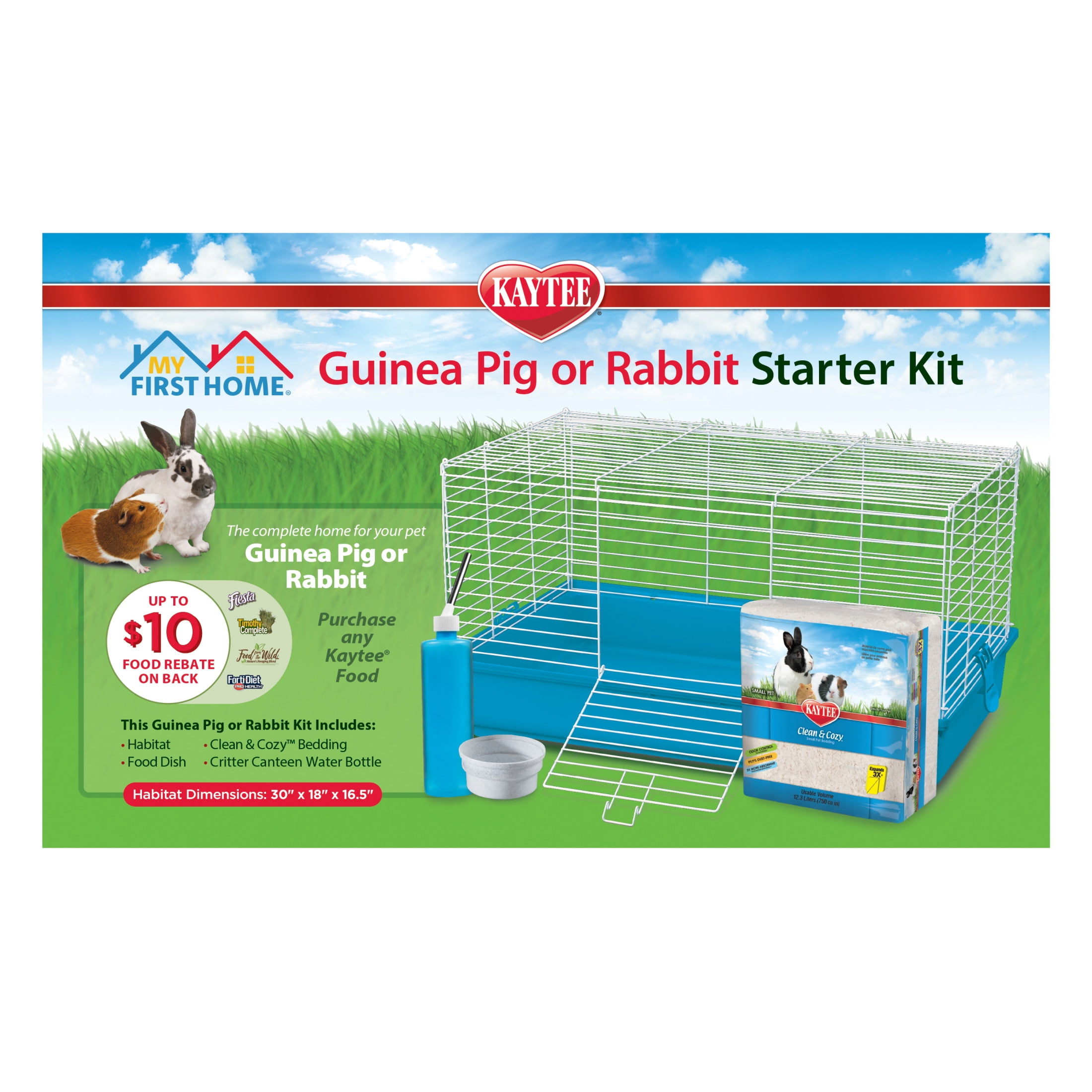 Kaytee My First Home Guinea Pig or Rabbit Starter Kit 30 x 18 x 16.5 Walmart