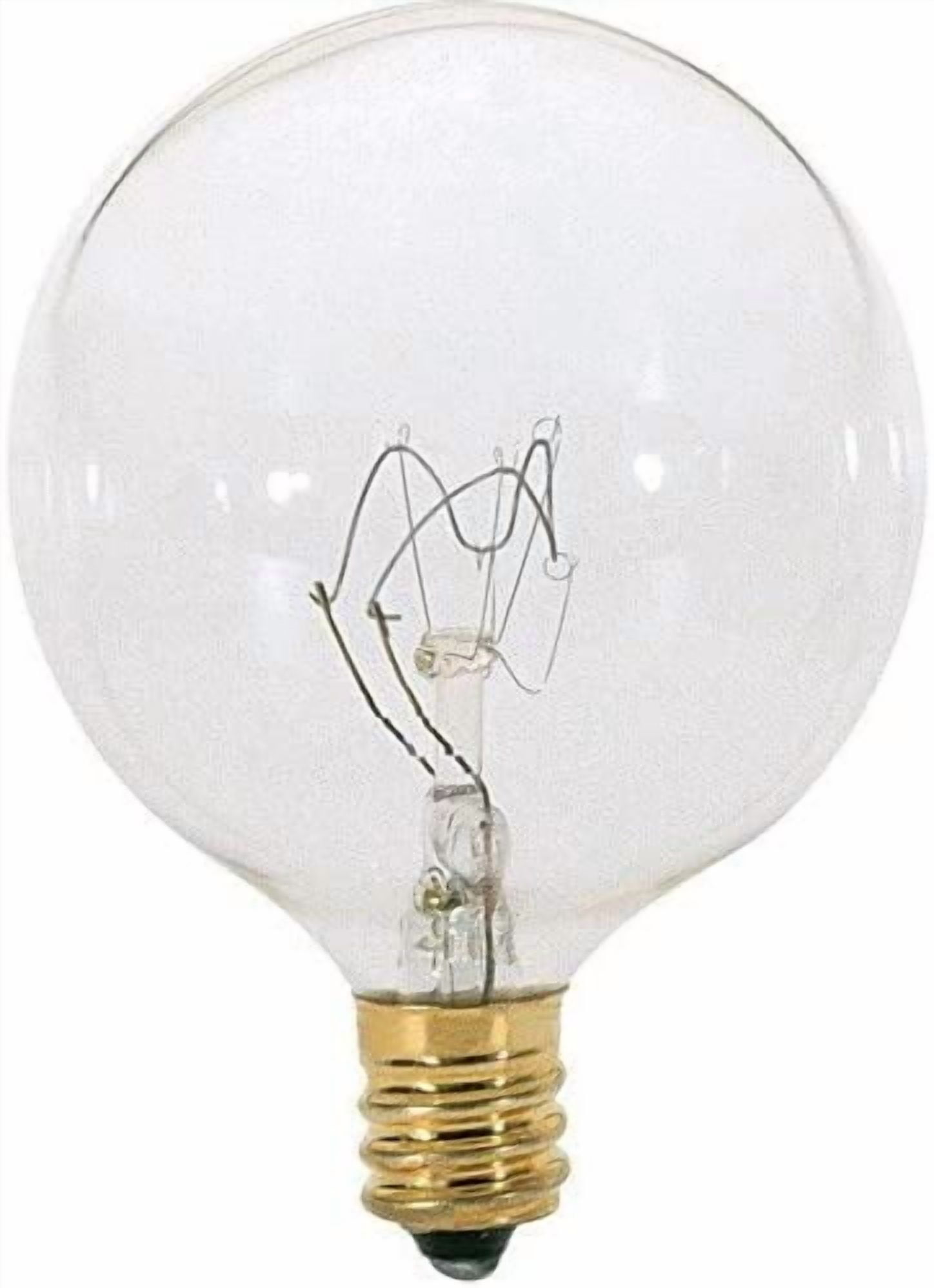 FEFEFW-(Pack of 10) G16.5 Clear FinshDecorative (E12) Candelabra Base Globe Shape Incandescent 120V G16 1/2 Light Bulbs (15)