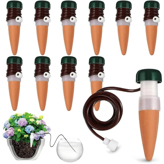 Self-Watering System, 10-Piece Drip Irrigation Kit, Ceramic Dripper for Houseplants & Balcony