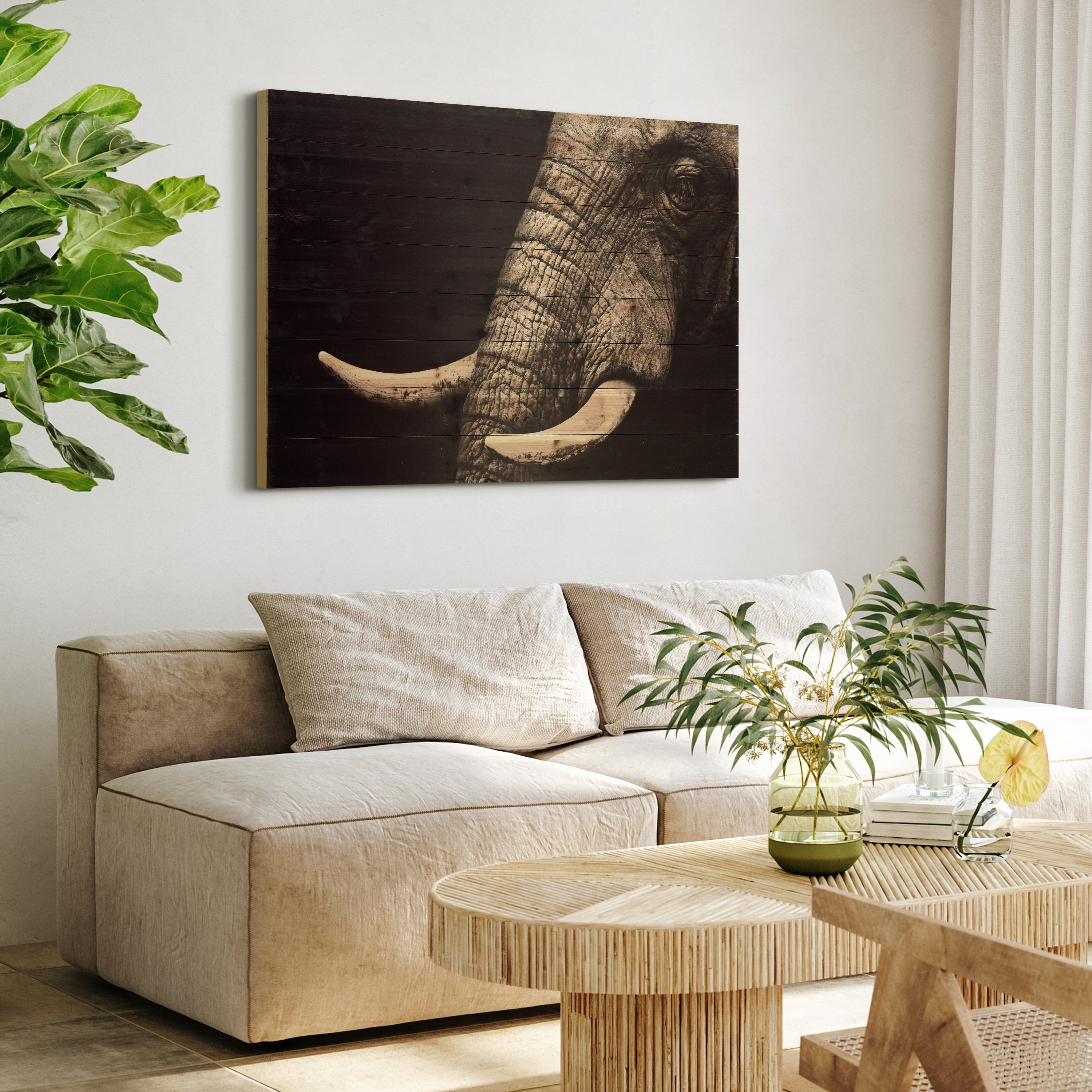 Empire Art Direct Elephant Print on Solid Wood Wall Art, 30" x 45", Ready to Hang
