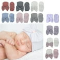 thumbnail image 4 of ZUARFY Newborn Baby Hospital Hat & Mitten Set,Boy Girl Infant Stripe Cap with Large Bow, 4 of 19