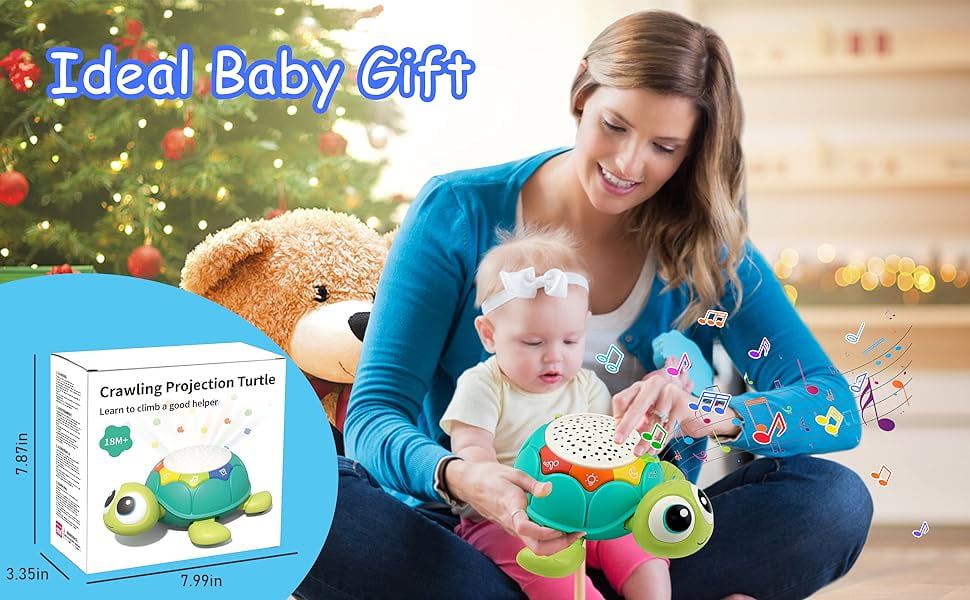 5 in 1 Musical Projector Turtle Crawling Toys Tummy Time Infant Baby Toys, Baby Toys 6-12 Months, 0-3 3-6 7 8 9 12-18 Months 1 Year Old Boy Toys Girl Toys Birthday Gift