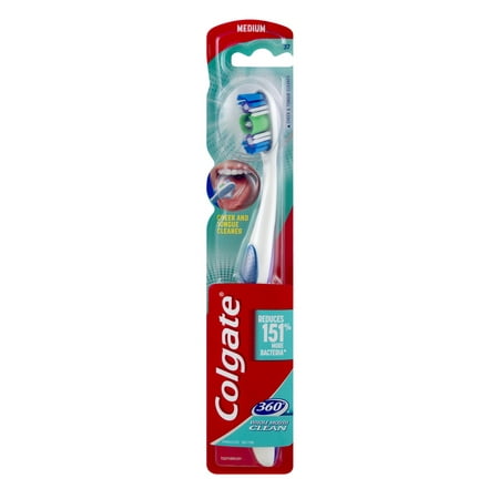 (3 pack) Colgate 360 Toothbrush with Tongue and Cheek Cleaner - (Best Way To Brush Your Tongue)