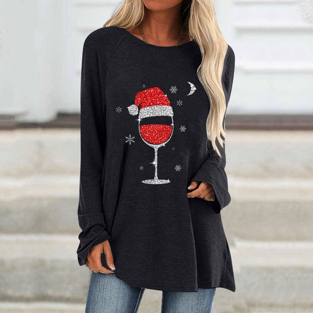 Pntutb, camisas informales florales de manga larga para mujer, jersey de cuello redondo liso, túnica holgada con estampado de puesta de sol, tops Pntutb Pntutb-1264
