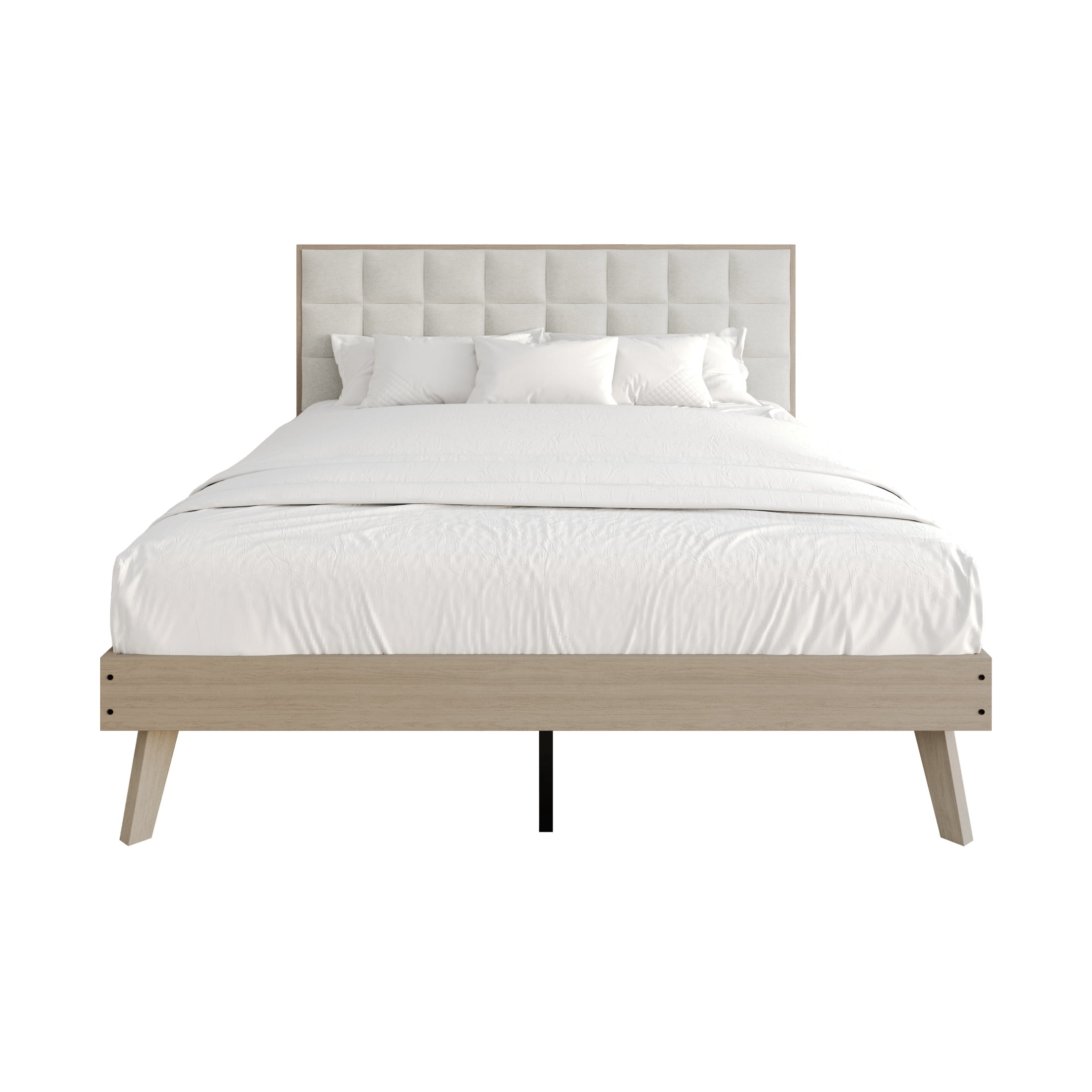 Castle Place Modern Wooden Queen Platform Bed, Antique Grey