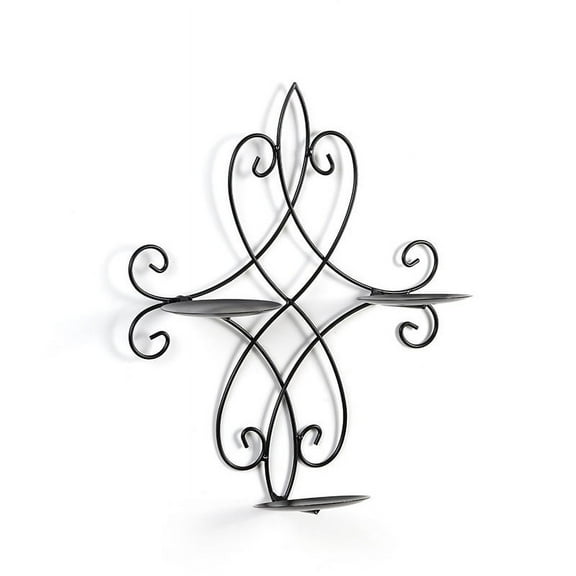 NAMZI Wall Candle Sconce Holder, Metal Wall Sconces Decor Hanging Wall Mounted Candle Stick Holder, Black Candlestick Holders Wall Decor for Bedroom Living Room Dining Room 11.8*14inch-Black