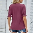 thumbnail image 5 of YYDGH Womens Puff Short Sleeve Tops Soft Casual Pullover Shirt Lightweight Womens Work Tops Wine Red S, 5 of 5
