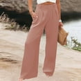 thumbnail image 2 of Jxximdong Palazzo Pants for Women, Elegant Loose Wide Leg Pants Plain Lightweight Stretchy Casual Trousers with Pockets, Pink Womens Casual Trousers, 2 of 7