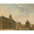 thumbnail image 2 of Jan Ekels the elder 14x12 Black Ornate Wood Framed Double Matted Museum Art Print Titled: View of the Dam in Amsterdam (C. 1750 - C. 1781), 2 of 5