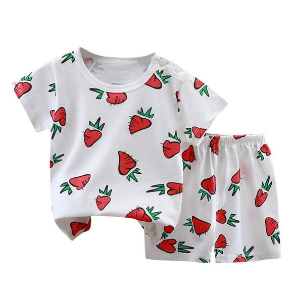 Odeerbi 0-6 Años Niño Niña Conjunto de Verano Estampado Camiseta Manga Corta de Algodón Shorts Conjunto de Dos Piezas