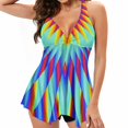 thumbnail image 1 of Tankini Swimsuits for Women Plus Size Print Strappy Back Set Two Piece Swimdress Bathing Suits, 1 of 7