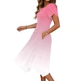 thumbnail image 4 of gakvbuo Summer T-Shirt Dress for Womens Casual Short Sleeve A-Line Dress Solid Round Neck Homecoming Dresses, 4 of 6