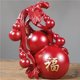 thumbnail image 2 of Red solid wood carved gourd with the character "福" (fortune/blessing) ornament, a decorative craft for home, living room, or office desktops, symbolizing wealth and good fortune., 2 of 4