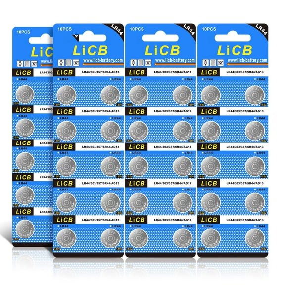 LiCB 40 Pack LR44 AG13 357 303 SR44 Battery 1.5V Button Coin Cell Batteries for Watches Clocks