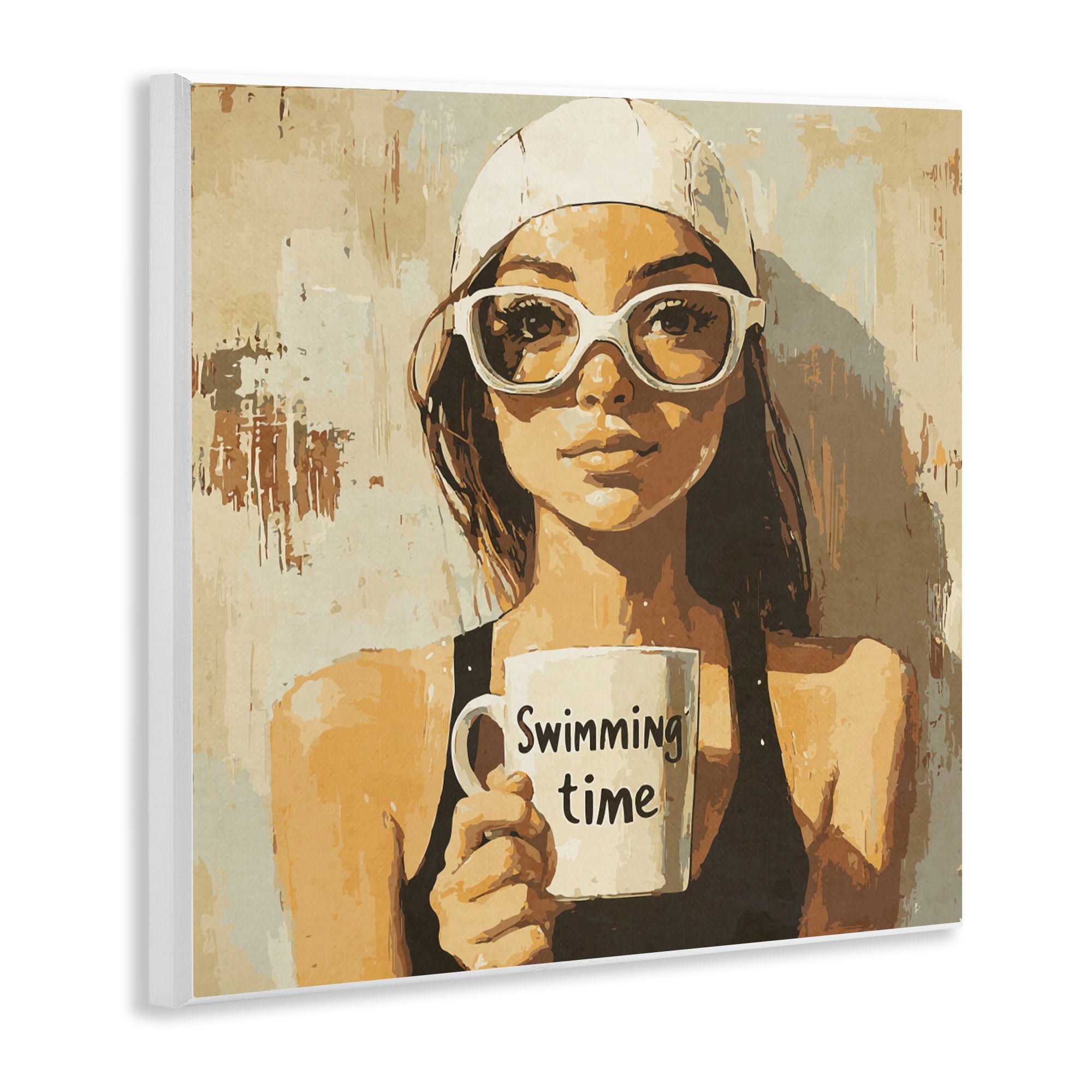 Stupell Industries Swimming Mug Girl Wall Plaque Art, design by Layla Oz