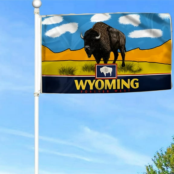 Bayyon Wyoming Flag Banner with Grommets 3x5Feet Man cave Decor