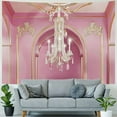 thumbnail image 4 of Nawypu  Cartoon Tapestry, Fairytale Castle Interior of a Ballroom Chandelier Ceiling Columns Kingdom Pinkish Love Print, Wall Hanging Bedspread Bed Cover Wall Decor, Twin Size, Rose Peach, 4 of 6