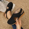 thumbnail image 4 of Wedge Sandals for Women Closed Toe Hollow out Fashion Gladiator Summer Beach Orthopedic Shoes with Hook and Loop Black Size 6.5, 4 of 7