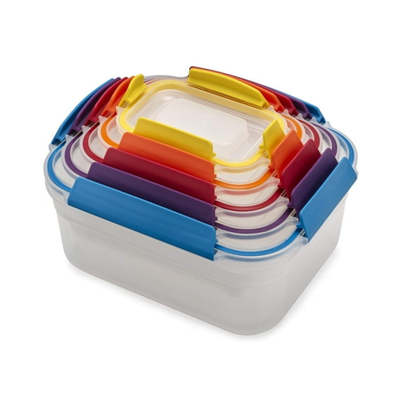Joseph Joseph Nest Lock Plastic BPA Free Food Storage Container Set with Lockable Airtight Leakproof Lids, 10-Piece, Multi-Color C30