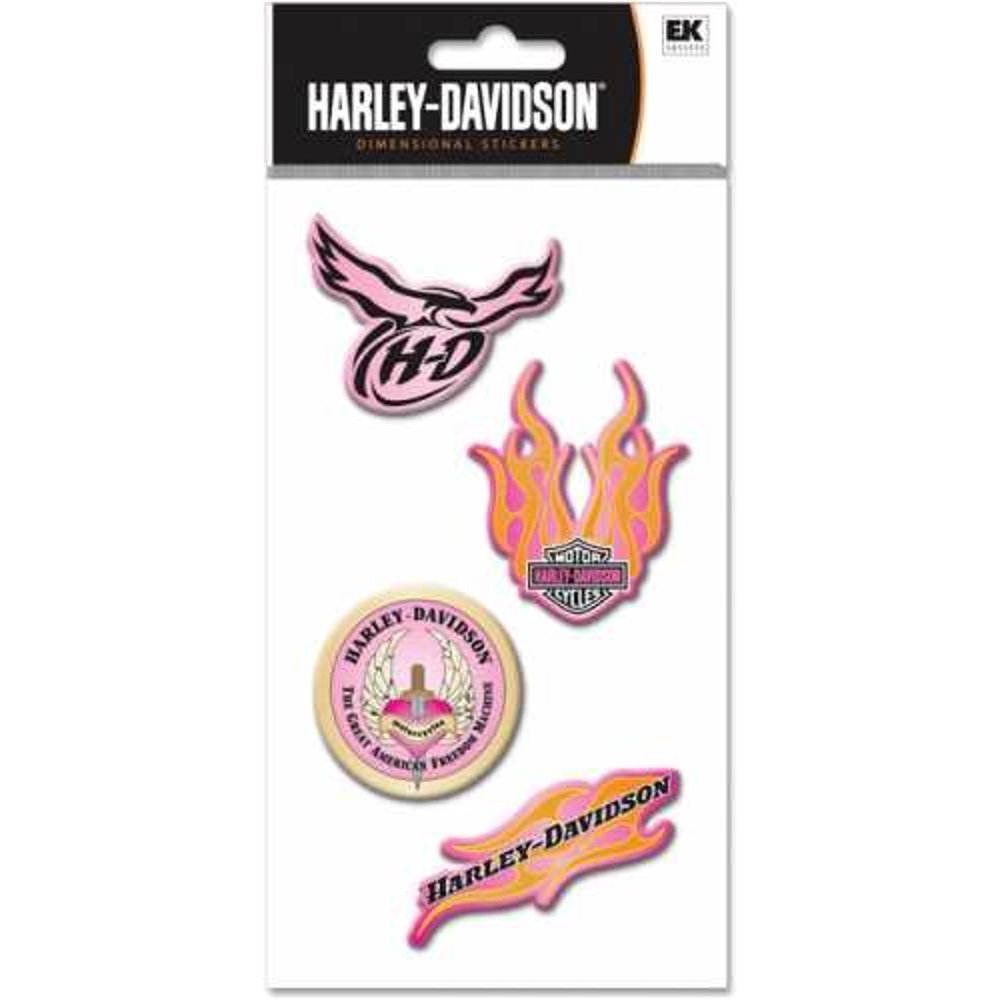 Jolee's Harley Davidson Pink Mylar Stickers Flames, Mylar sticker set