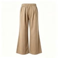 thumbnail image 5 of Cagogo Women's Wide Leg Drawstring Trousers Flowy Casual Loose Pants with Pockets Solid Long Palazzo Trousers Travel Work Lounge Outfits Fall Clothes, Khaki XL, 5 of 7