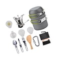 thumbnail image 2 of kurtrusly 11pcs Camping Cookware Mess Kit w/ Knife Camp Pot Stoves Carabiner Set Color_A, 2 of 8