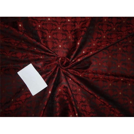 Silk Brocade Fabric redwine black and gold color 44" wide BRO535[2]