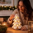 thumbnail image 5 of Vintage Lighted Christmas Tree Figurine, Christmas Tree Village with Warm Lights, Table Christmas Tree with Lights, Mini Tabletop Decor Warm Glow Home, Nostalgic Winter Pines Gift, color, 5 of 6