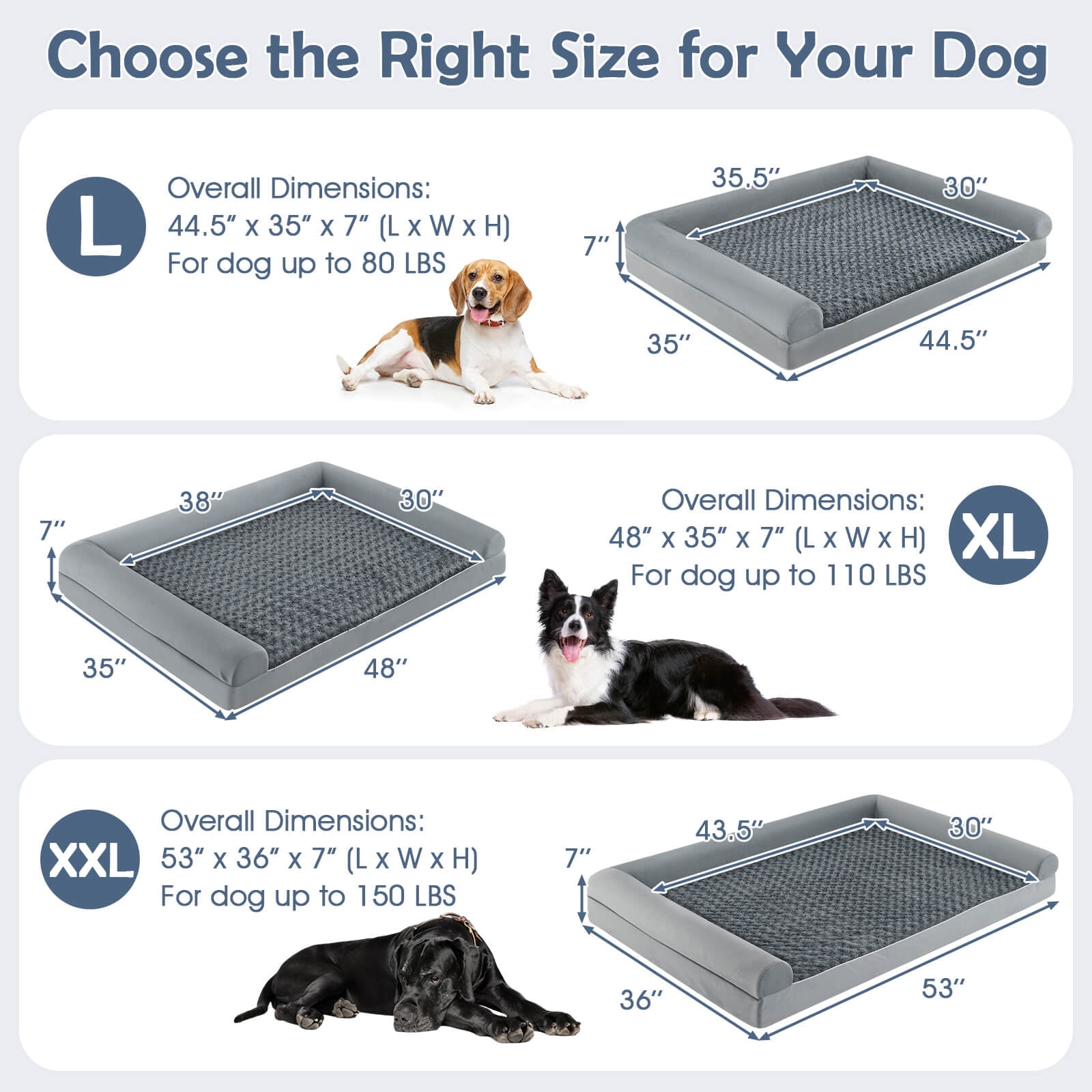 Costway XXL Sized Large Pet Bed with Orthopedic Egg Crate Foam Removable Washable Cover