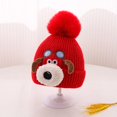 thumbnail image 2 of HGIEYS Toddler Winter Knit Beanie Cute Pilot Dog Embroidery Warm Pom Pom Hat for Baby Boys Girls 1-5 Years, 2 of 6