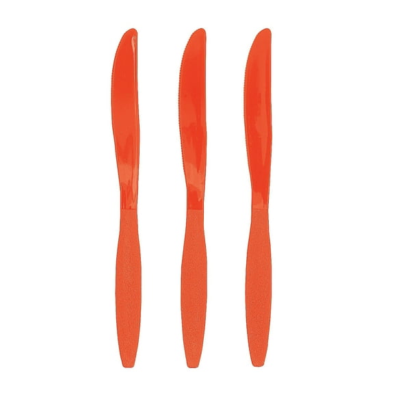 Orange Plastic Knives (50 Pc) - Party Supplies - 50 Pieces