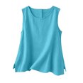 thumbnail image 7 of IUYRTFE Women Round Neck Sleeveless Tank Top with Side Slits Loose Fit Casual Summer Blouse, 7 of 7
